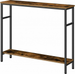 Schmaler Konsolentisch, 2-stufiger Beistelltisch mit Verstellbarem Regal, f&uuml;r Flur, Eingangsbereich, Wohnzimmer, Foyer(100*25cm)