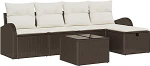 6-teiliges Garten-Sofa-Set mit Kissen Braun Poly-Rattan, 2-Sitzer Garten-Sofa mit Stauraum&Waren Braun Poly-Rattan Gartenlounge Model3360399