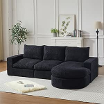 HAUSPROFI &scaron;enillist nurgadiivan magamisfunktsiooniga & kumer nurk, modulaarne kombineeritud diivan, kokkusurutud vaht, kokkupanekuta, L-kujuline, 251 x 160 x 81 cm, must