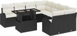 Gartensofa-Set mit Speicher 9 tk Schwarz Poly-Rattan Gartenm&ouml;bel Model3348613