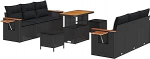 Gartensofa-Set mit Kissen 9 tk Schwarz Gartenm&ouml;bel Model3363129