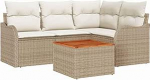Gartensofa-Set mit Kissen 5 tk Beige Poly-Rattan Gartenm&ouml;bel Model3347449