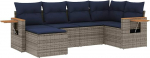 Garten-Sofagarnitur Set Grau PE-Rattan Ecksofa & Mittelsofa mit Armlehnen - 3-Seater f&uuml;r Terrasse oder Innenhof - UV-best&auml;ndig und wasserdicht Model3227020