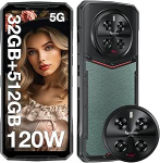 DOOGEE DK10 mobiiltelefon 5G 2024, 32 GB + 512 GB, Dimensity 8020 Outdoor nutitelefon ilma lepinguta, 2.5K AMOLED 6.67 Inch FHD+ 120 Hz, 64+50 MP, 5150 mAh/120 W, NFC/WiFi6/OTG/IP68/Dual SIM, Roheline