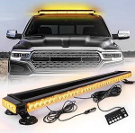 95 cm 80 LED vilkuv tuli - 12/24 V vilkuv tuli kollane hoiatusvalgustus magnetiline h&auml;daolukorra vilkuv lamp veoauto traktori h&auml;daolukorras auto veoauto (kollane)