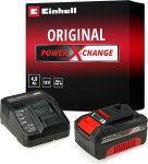 Original Einhell Starter Kit aku ja laadija Power X-Change Volks.Battery, liitiumioon, 18 V, 4,0 Ah aku ja kiirlaadija, sobib k&otilde;igile Power X-Change seadmetele.