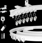 KOLAKO Paindlik painduv painduv kardinaraja lae seinakinnitus 12ft PVC terasplaat valge raskeveokardinaraja s&uuml;steem RV du&scaron;&scaron;ivarrastele