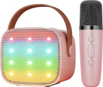BONAOK Karaoke Microphone for Children, Microphone Machine with Microphone, Wireless, Lettore MP3 Musicale per Ragazze e Ragazzi di 4, 5, 6, 7, 8, 9, 10 Years (Pink)