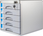 TUKA-i-AKUT TKD8601-5F Metal Drawer Box Lockable 5 Compartments A4 with Labelling Fields Document Storage Box Aluminium Alloy Robust and Stable Organiser Box Document Box