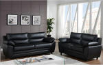 Vente-unique - Couch Set 3+2 - Faux Leather - Black - Manoa