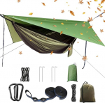 YCD Camping Hammock Set, Single Double Hammock, Mosquito Net, Insect Net, Rain Fly, High Strength Parachute Fabric Hanging Bed, Suitable for Outdoor, Hiking, Camping, Travel