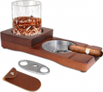 X-BLTU puidust sigari tuhatoos / tuhatoos koos viskiklaasi kandikuga ja sigarihoidjaga + 1 roostevabast terasest sigaril&otilde;ikur koos hoidikuga, sigaril&otilde;ikur sigaril&otilde;ikur, topelt tera k&auml;&auml;rid