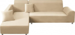 ShowyLive Sofa Cover Couch Cover Set of 2 for Corner Sofa L Shape Sofa Cover 3 Seater + 3 Seater with 2 Pieces Cushion Covers, Beige