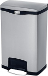 Rubbermaid Commercial Products Slim Jim&reg; Metal Pedal Bin | Wide Side Pedal | 50 Litre Stainless Steel Waste Bin | Interior Bin for Medicine, Office and Commercial | 1901992