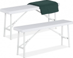 Relaxdays Beer Bench, Set of 2, Foldable Party Bench for Patio and Garden, Plastic, Camping Bench, HBT: 42 x 100 x 25 cm, White