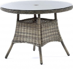 BrackenStyle Regent Rattan Round Table - 1 Metre Diameter Garden Table - Glass Top Round Outdoor Table