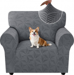 Ystyle Sofa Cover 1 Seater with Armrest, Universal Stretch Sofa Cover, Couch Cover, Scratch-Resistant, Non-Slip, Stretch Sofa Throws, Sofa Protector, Washable, Couch Cover for Living Room, Light Grey