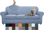 YEMYHOM kontrollitud 4 diivanikatted 3 padjale diivanile k&otilde;rge venivusega paksendatud diivanikate koertele lemmikloomadele mittelibisev elastne kaitsekate elutoa m&ouml;&ouml;bli kaitseks (suur, helesinine)