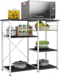 SogesPower B&auml;cker Racks f&uuml;r K&uuml;chen mit Lagerung Regal und Seitenhaken Mikrowelle Stand Utility Organisation Regal Rack 3-Tier K&uuml;che, Wohnzimmer und Korridor (Schwarz)