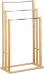 Freestanding Towel Rail with 3 Towel Rails for Bathroom Wood Stainless Steel H x W 84 x D 46 x 24 cm Natural Freestanding