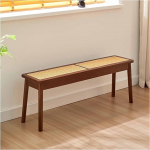 Rattan Entrance Bench, Stool, Farmhouse Dining Bench with Rattan Top, Woven Bench, Footstool for Bedroom, Living Room, Hallway, Entryway, Foyer, Indoor Use (Walnut Colour, 100 x 29 x 44 cm)