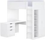 Shefa laste narivoodi koos t&ouml;&ouml;lauaga - 5-in-1 laste narivoodi koos trepi, riidekapi ja riiuliga - ruumikindel teismeliste toa m&ouml;&ouml;bel, 206 x 107,9 x 199,3 cm, ideaalne v&auml;ikestesse ruumidesse.