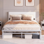 Voodi 140 x 200 cm lamelliraamiga, metallvoodi 140 x 200 cm koos peatoega, metallist voodiraam 27 cm k&otilde;rge, kaheinimesevoodi, k&uuml;lalisvoodi, noortevoodi, kastivedrustuseta voodi koos panipaigaga, valge