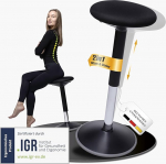 Ergonoomiline kontoritool, 2-in-1 tool ja seisev tool, reguleeritav k&otilde;rgus 56 kuni 81 cm, ergonoomiline tool kontorisse ja laua jaoks, kiikumisefektiga (must)