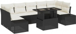 vidaXL Diivan Set mit Kissen 8 tk Schwarz und Creme Poly-Rattan, Garten und Terrasse, modernes Outdoor-Sofa-Set, wetterfeste M&ouml;bel, UV-best&auml;ndige Materialien, rechteckige Sitzpl&auml;tze