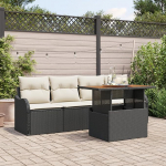 Rantry 5-teiliges Garten-Sofa-Set mit Kissen aus schwarzem Poly-Rattan, 2-Sitzer Garten-Sofa mit Stauraum & Kissen aus schwarzem Poly-Rattan Gartenlounge Model3358126