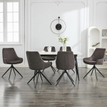 S&ouml;&ouml;gitoa toolid, komplekt 6, moodsad p&ouml;&ouml;rlevad s&ouml;&ouml;gitoolid, k&auml;edeta disainiga k&ouml;&ouml;gitoolid s&ouml;&ouml;gituppa, elutuppa, t&ouml;&ouml;tuppa, mustad