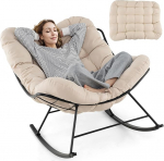 RELAX4LIFE Gartenschaukel, Papasan-Stuhl mit Kissen und Metallrahmen, f&uuml;r drinnen und drau&szlig;en, Belastung 205 kg, f&uuml;r Schlafzimmer, Wohnzimmer, Veranda, Garten, Terrasse (beež)