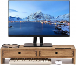 KIRIGEN Puidust monitori statiiv 2 sahtliga arvuti lauaarvuti hoiustamise korraldaja k&otilde;lar TV s&uuml;learvuti printeri statiiv kontori lauaarvuti statiiv kollakaspruun