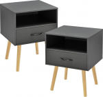 [en.casa] G&auml;vle K&otilde;rvallaud 2 tuba laudade komplekt 57 x 42 x 40 cm Voodilaud sahtliga diivanilaud K&otilde;rvallaud kohvilaud hoiukambriga tumehall