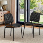 LUE BONA S&ouml;&ouml;gitoa toolid komplekt 2 polsterdatud kunstnahast kumer puidust seljatoega kaasaegne polsterdatud tool seljatoega elutuppa ja s&ouml;&ouml;gituppa mustana