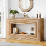 Tribesigns Bauernhaus Konsolentisch, 150 x 30 x 83 cm, Flurtisch, Flur M&ouml;bel, Schmaler Sofatisch mit Lagerung, Sofatisch aus Holz f&uuml;r Eingang, Flur, Wohnzimmer, Nat&uuml;rlich