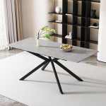 Merax laiendatav s&ouml;&ouml;gilaud 150/180 x 70 cm, automaatselt pikendatav laud Sacrum disainiga, MDF lauaplaat marmori v&auml;limusega, must/valge, tugev ristk&uuml;likukujuline laud 4-6 inimesele, must ja hall