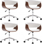 vidaXL 4 s&ouml;&ouml;gitooli komplekt, p&ouml;&ouml;ratav k&otilde;rgusreguleeritav, p&ouml;&ouml;rlev tool, s&ouml;&ouml;gitooli, k&ouml;&ouml;gitooli, s&ouml;&ouml;gitooli k&auml;etoega, valge kunstnahk