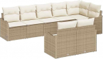 8-teiliges Garten-Sofa-Set mit Kissen in beige Poly-Rattan, 2-Sitzer Garten-Sofa mit Kissen in beige Poly-Rattan Gartenlounge Model3345751