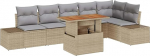 7-teiliges Garten Sofa Set mit Kissen Beige Poly Rattan Gartenlounge Model3358709