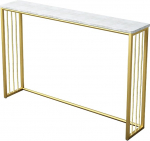 Schlanker, minimalistischer Eingangstisch, stabiler Metallrahmen, Konsole mit abgerundeten Kanten, f&uuml;r Flur, Foyer, Wohnzimmer, Dekor, Wei&szlig;, 99,8 x 19,8 x 74,9 cm