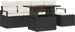 6-teiliges Garten-Sofa-Set mit Kissen Schwarz Poly-Rattan Gartenlounge Model3358434