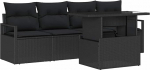 Gartensofa-Set mit Kissen 5 tk Schwarz Poly Rattan Gartenm&ouml;bel Model3357466