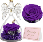 Yamonic Eternal Rose Angel Figure Gifts for Women, Eternal Rose Angel Gifts for Mum, Birthday Gift for Women, Grandma Gift, Eternal Rose in Glass Guardian Angel Christmas, Mother's Day Gift
