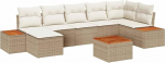 8-teiliges Garten-Sofaset mit Kissen Beige Poly Rattan Akazie Gartenlounge Model3348137