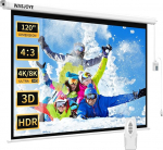 WASJOYE 120" Leinwand Beamer Elektrisch Diagonale Automatische Projektion 4:3 8K HD Filme Schirm f&uuml;r Heimkino B&uuml;ro Videospiel Outdoor Indoor, Projector Screen W/Fernbedienung und Wand/Decke Mount