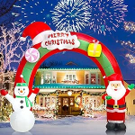 EBANKU 9 jalga j&otilde;ulupuhutav Santa Snowman Rainbow Arch Decorations koos sisseehitatud LED-dioodidega, puhkep&auml;evade t&auml;ispuhutavad dekoratsioonid peo jaoks siseruumides, v&auml;ljas, muru, aedade kaunistamiseks