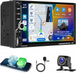 Motorsi 2 DIN Carplay autoraadio, 7-tolline HD puuteekraaniga juhtmega Android stereo MP5 m&auml;ngija, toetab Bluetooth/MirrorLink/FM/USB2.0/AUX/Charging/kaugjuhtimine + tagurduskaamera