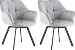 CLP Jordi Set of 2 Velvet Dining Room Chairs, Swivel Armchairs for Living and Dining Areas, Ergonomic Design, Maximum Load 150 kg, Colour: Dark Grey