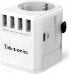 Schuko reisiadapter 3-pin universaalne reisipistik 4 x USB A, 1 x USB C 30 W ja 1 x AC Schuko pistikupesa, rahvusvaheline pistikupesa adapter, universaalne adapter Saksamaalt USAsse, Inglismaale, Austraaliasse, Hiinasse